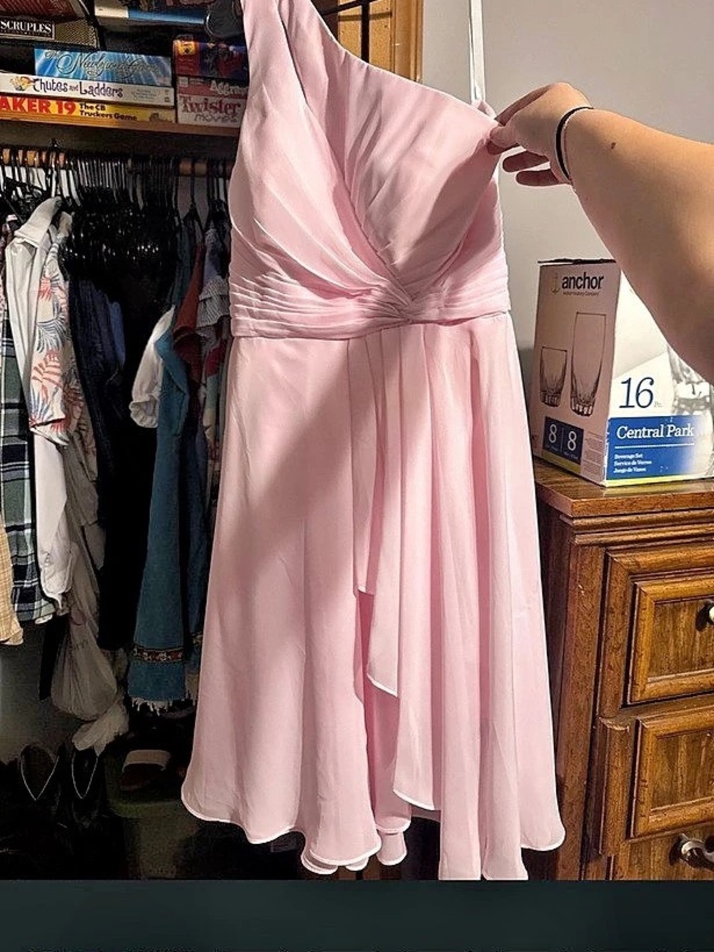 Lousare LE059 One Shoulder Midi Dress in Pink